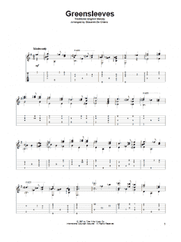 page one of Greensleeves (Solo Guitar)