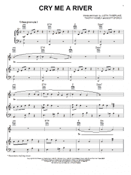 page one of Cry Me A River (Piano, Vocal & Guitar Chords (Right-Hand Melody))