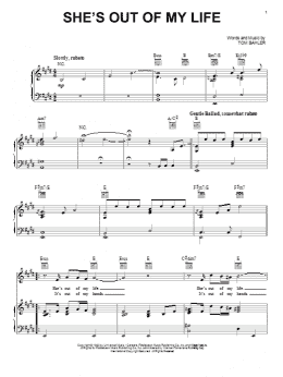 page one of She's Out Of My Life (Piano, Vocal & Guitar Chords (Right-Hand Melody))