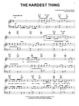 page one of The Hardest Thing (Piano, Vocal & Guitar Chords (Right-Hand Melody))