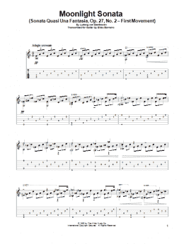 page one of Moonlight Sonata (Sonata Quasi Una Fantasia, Op. 27, No. 2 - First Movement) (arr. Elias Barreiro) (Solo Guitar)