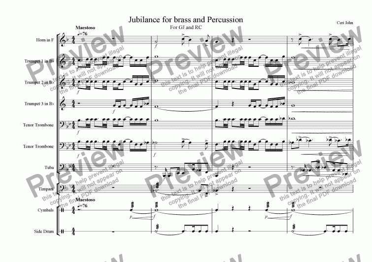 page one of Jubilance for Brass and Percussion