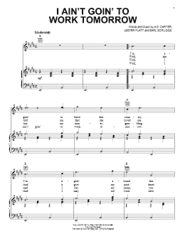 page one of I Ain't Goin' To Work Tomorrow (Piano, Vocal & Guitar Chords (Right-Hand Melody))