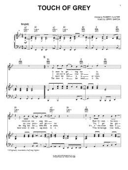 page one of Touch Of Grey (Piano, Vocal & Guitar Chords (Right-Hand Melody))