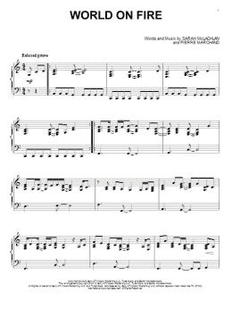 page one of World On Fire (Piano Solo)