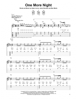 page one of One More Night (Easy Guitar Tab)