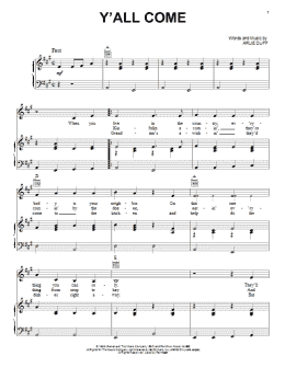 page one of Y'All Come (Piano, Vocal & Guitar Chords (Right-Hand Melody))
