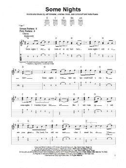 page one of Some Nights (Easy Guitar Tab)