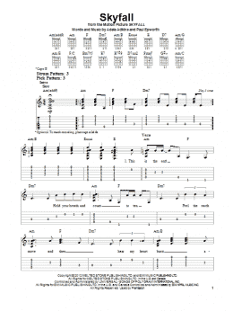 page one of Skyfall (Easy Guitar Tab)