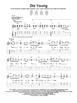 page one of Die Young (Easy Guitar Tab)