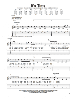 page one of It's Time (Easy Guitar Tab)