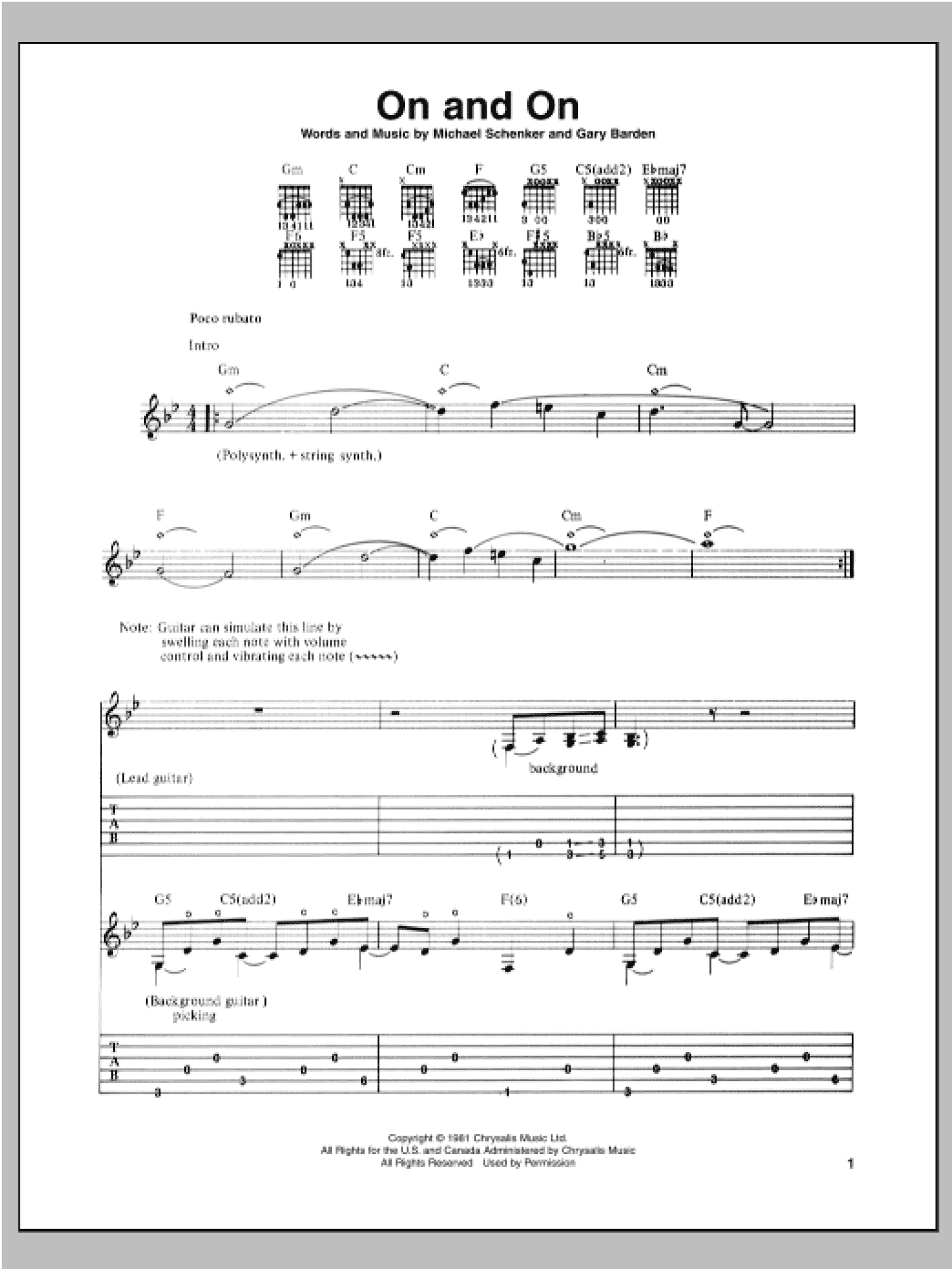 On And On (Guitar Tab)