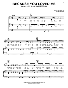 page one of Because You Loved Me (Piano, Vocal & Guitar Chords (Right-Hand Melody))