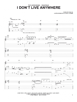 page one of I Don't Live Anywhere (Guitar Tab)