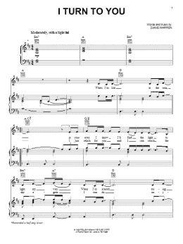 page one of I Turn To You (Piano, Vocal & Guitar Chords (Right-Hand Melody))