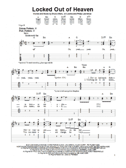 page one of Locked Out Of Heaven (Easy Guitar Tab)