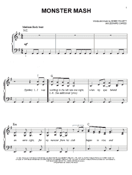 page one of Monster Mash (Easy Piano)