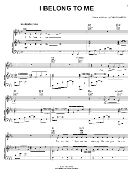 page one of I Belong To Me (Piano, Vocal & Guitar Chords (Right-Hand Melody))