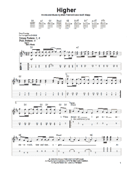 page one of Higher (Easy Guitar Tab)