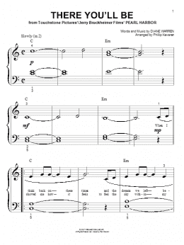 page one of There You'll Be (arr. Phillip Keveren) (Big Note Piano)