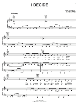 page one of I Decide (Piano, Vocal & Guitar Chords (Right-Hand Melody))