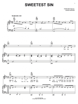 page one of Sweetest Sin (Piano, Vocal & Guitar Chords (Right-Hand Melody))
