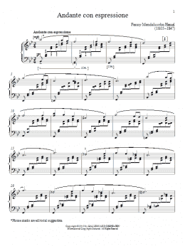 page one of Andante con espressione (Piano Solo)