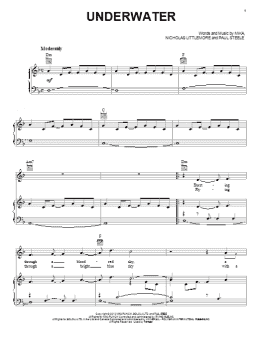 page one of Underwater (Piano, Vocal & Guitar Chords (Right-Hand Melody))