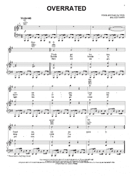 page one of Overrated (Piano, Vocal & Guitar Chords (Right-Hand Melody))