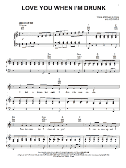 page one of Love You When I'm Drunk (Piano, Vocal & Guitar Chords (Right-Hand Melody))