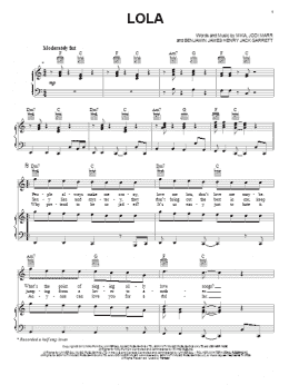 page one of Lola (Piano, Vocal & Guitar Chords (Right-Hand Melody))