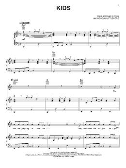 page one of Kids (Piano, Vocal & Guitar Chords (Right-Hand Melody))