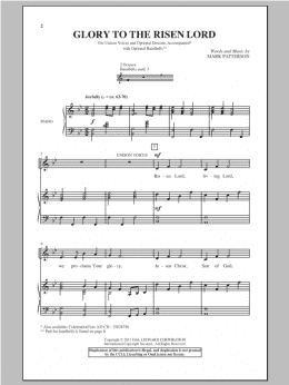 page one of Glory To the Risen Lord (Choir)