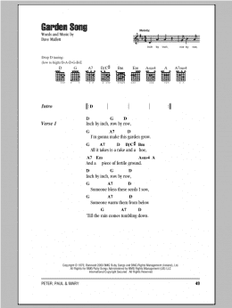 page one of Garden Song (Guitar Chords/Lyrics)