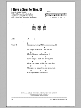 page one of I Have A Song To Sing, O! (Guitar Chords/Lyrics)