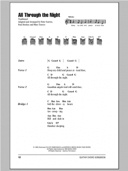 page one of All Through The Night (Guitar Chords/Lyrics)