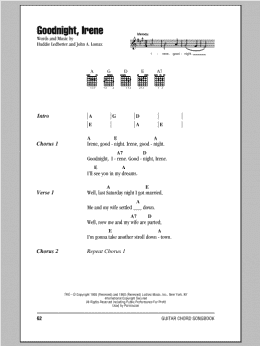 page one of Goodnight, Irene (Guitar Chords/Lyrics)