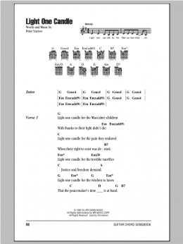 page one of Light One Candle (Guitar Chords/Lyrics)