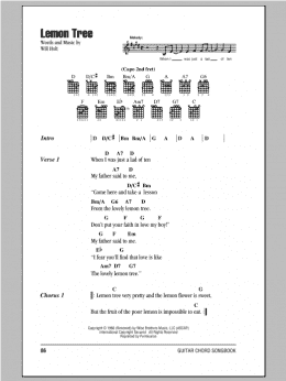 page one of Lemon Tree (Guitar Chords/Lyrics)