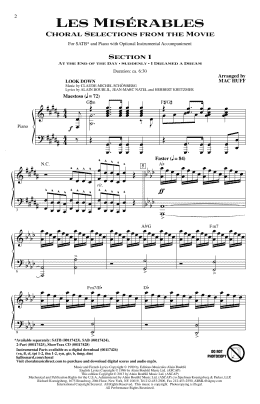 page one of Les Miserables (Choral Selections From The Movie) (arr. Mac Huff) (SATB Choir)