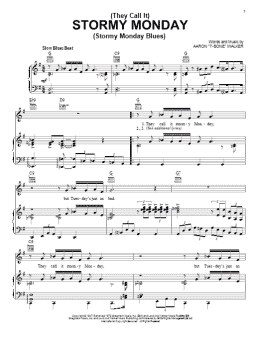 page one of (They Call It) Stormy Monday (Stormy Monday Blues) (Piano, Vocal & Guitar Chords (Right-Hand Melody))