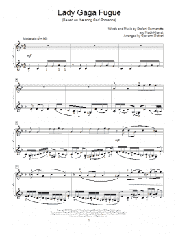 page one of Lady Gaga Fugue (Educational Piano)