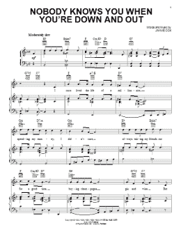 page one of Nobody Knows You When You're Down And Out (Piano, Vocal & Guitar Chords (Right-Hand Melody))