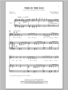 page one of This Is The Day (Unison Choir)