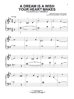 page one of A Dream Is A Wish Your Heart Makes (from Cinderella) (Big Note Piano)