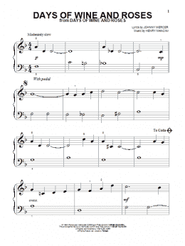 page one of Days Of Wine And Roses (Beginning Piano Solo)