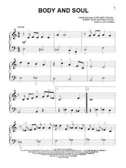 page one of Body And Soul (Beginning Piano Solo)