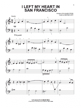 page one of I Left My Heart In San Francisco (Beginning Piano Solo)