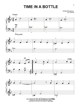 page one of Time In A Bottle (Big Note Piano)