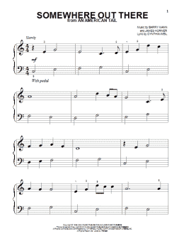 page one of Somewhere Out There (Beginning Piano Solo)